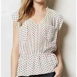 Anthropologie Polka Dot Blouse - Cream and Black